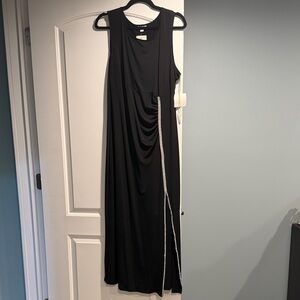 Olivia Matthews Black Maxi Dress with Silver Accents